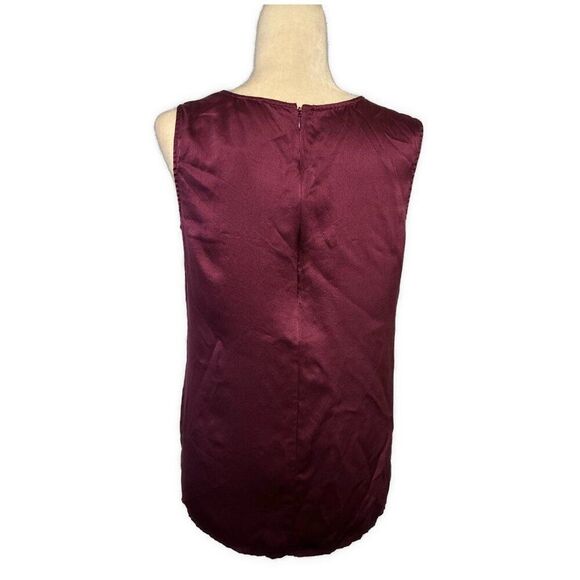 Reem Solid Boysenberry Purple Crew Neck Silk Tank Top Medium - Picture 2 of 4